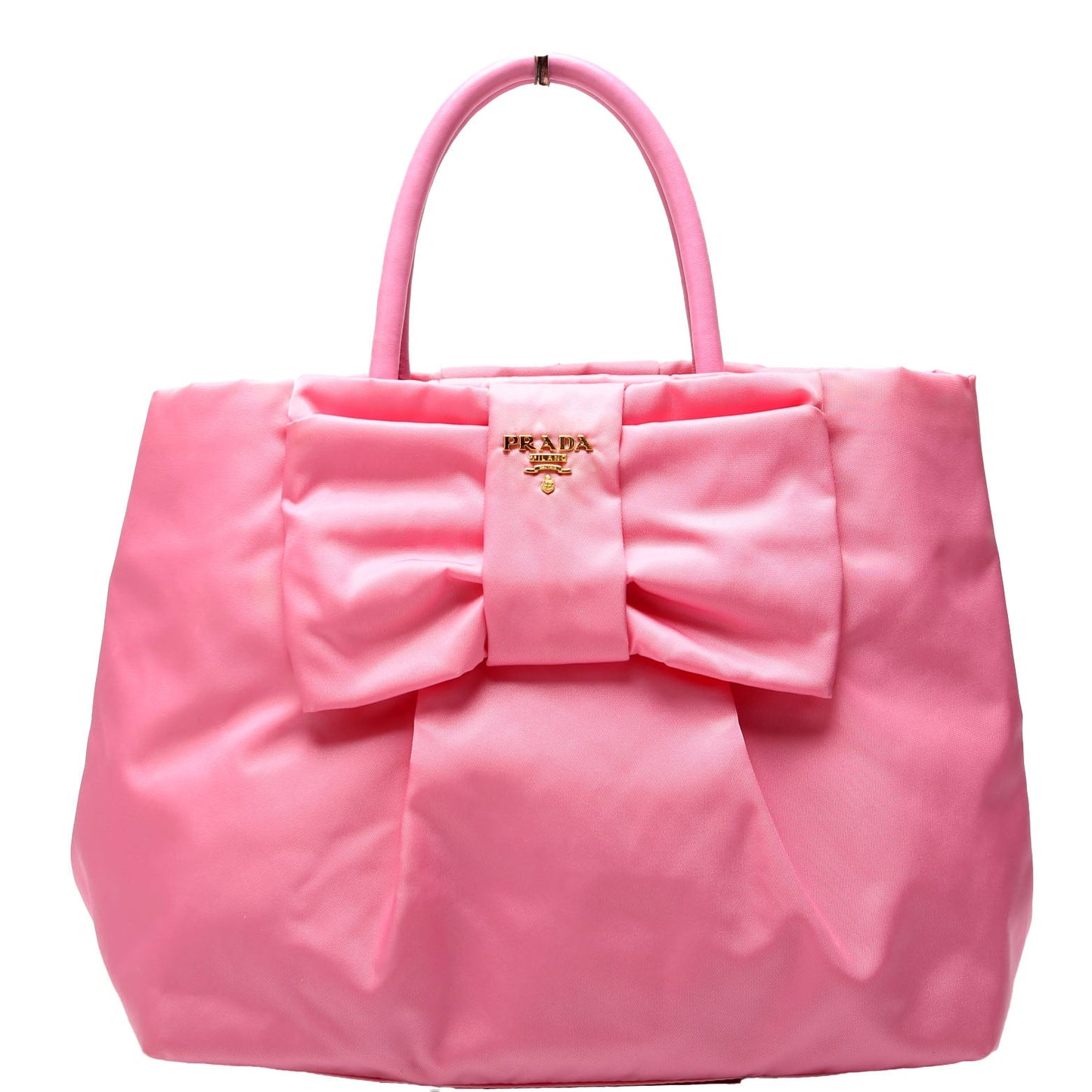 Prada Tessuto Nylon Bow Tote Pink/Gold Bag
