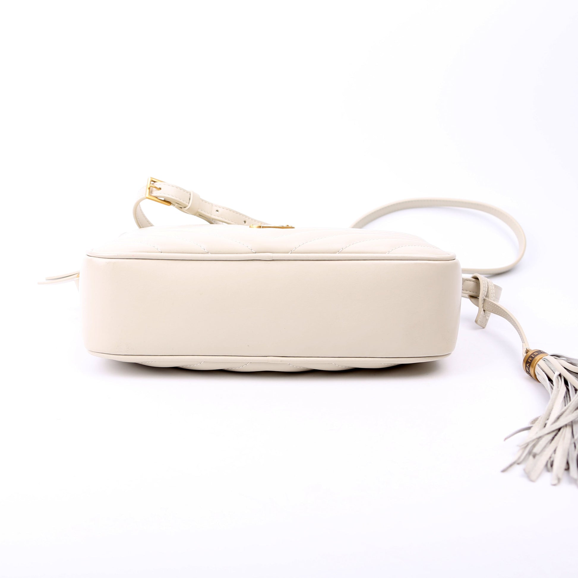 Saint Laurent Lou Camera Quilted White Bag