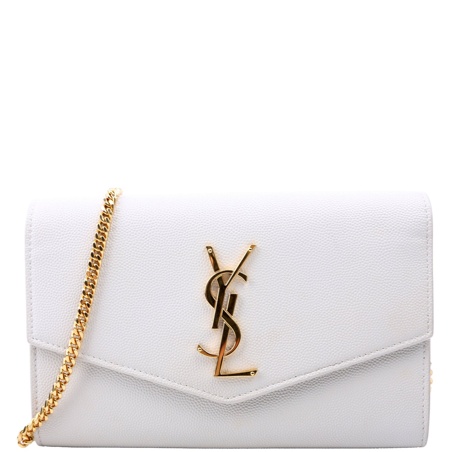 Saint Laurent Uptown Chain Wallet Grain Cream Bag