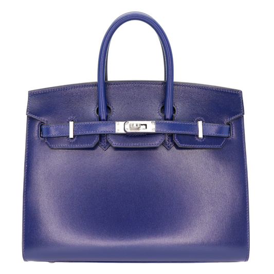 Hermes25cm Birkin Sellier Bleu Saphir Box Calf Leather Palladium Hardware