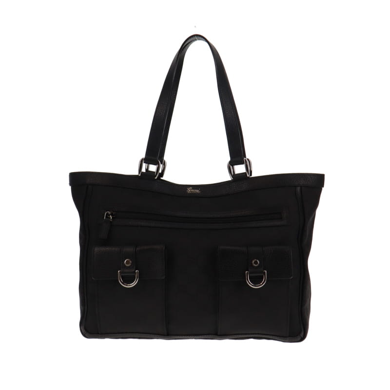 Gucci Abbey Black Leather Nylon Tote