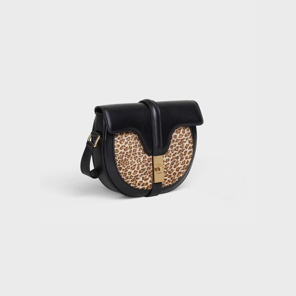 Celine Small Besace Bag In Pony Calfskin With Leopard Print
