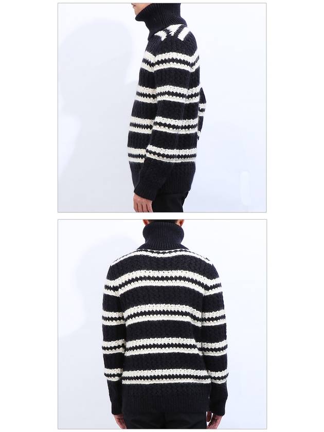 Luxury Saint Laurent Trending 2026 Striped Wool Turtleneck Black