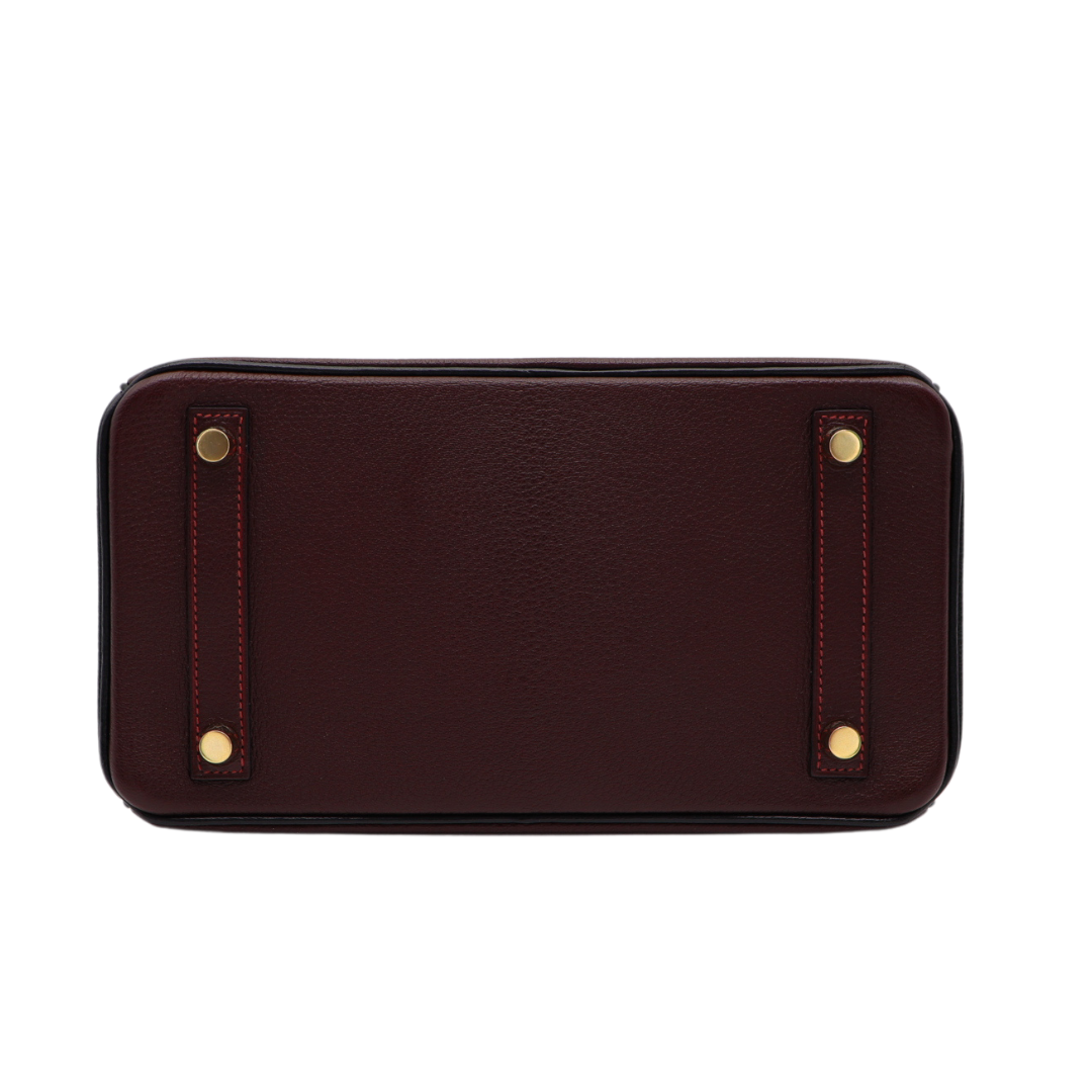 Hermes25cm Birkin HSS Bordeaux/ Black Chèvre Gold Hardware