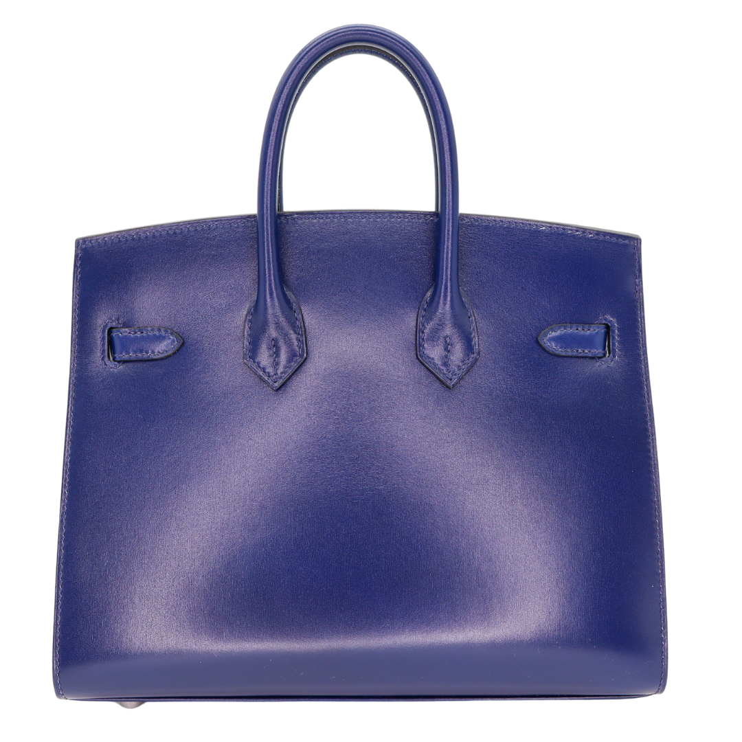 Hermes25cm Birkin Sellier Bleu Saphir Box Calf Leather Palladium Hardware