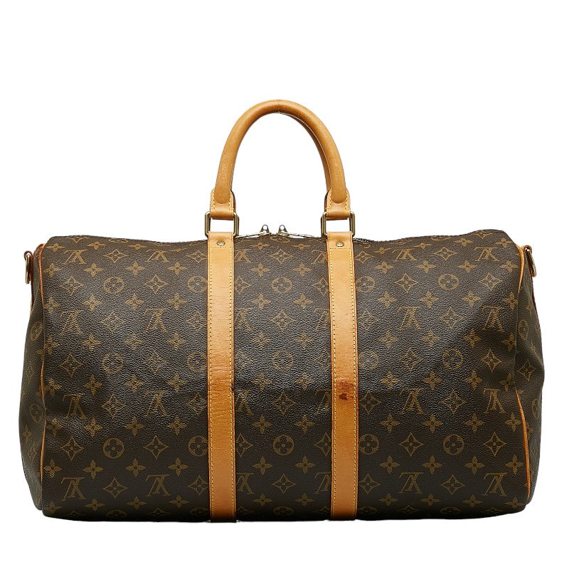 Louis Vuitton Monogram Keepall Bandouliere 45 Boston Bag Brown