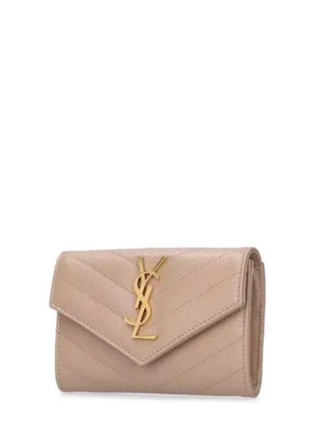 Luxury Saint Laurent Trending 2026 Monogram Envelope Small Half Wallet Dark Beige