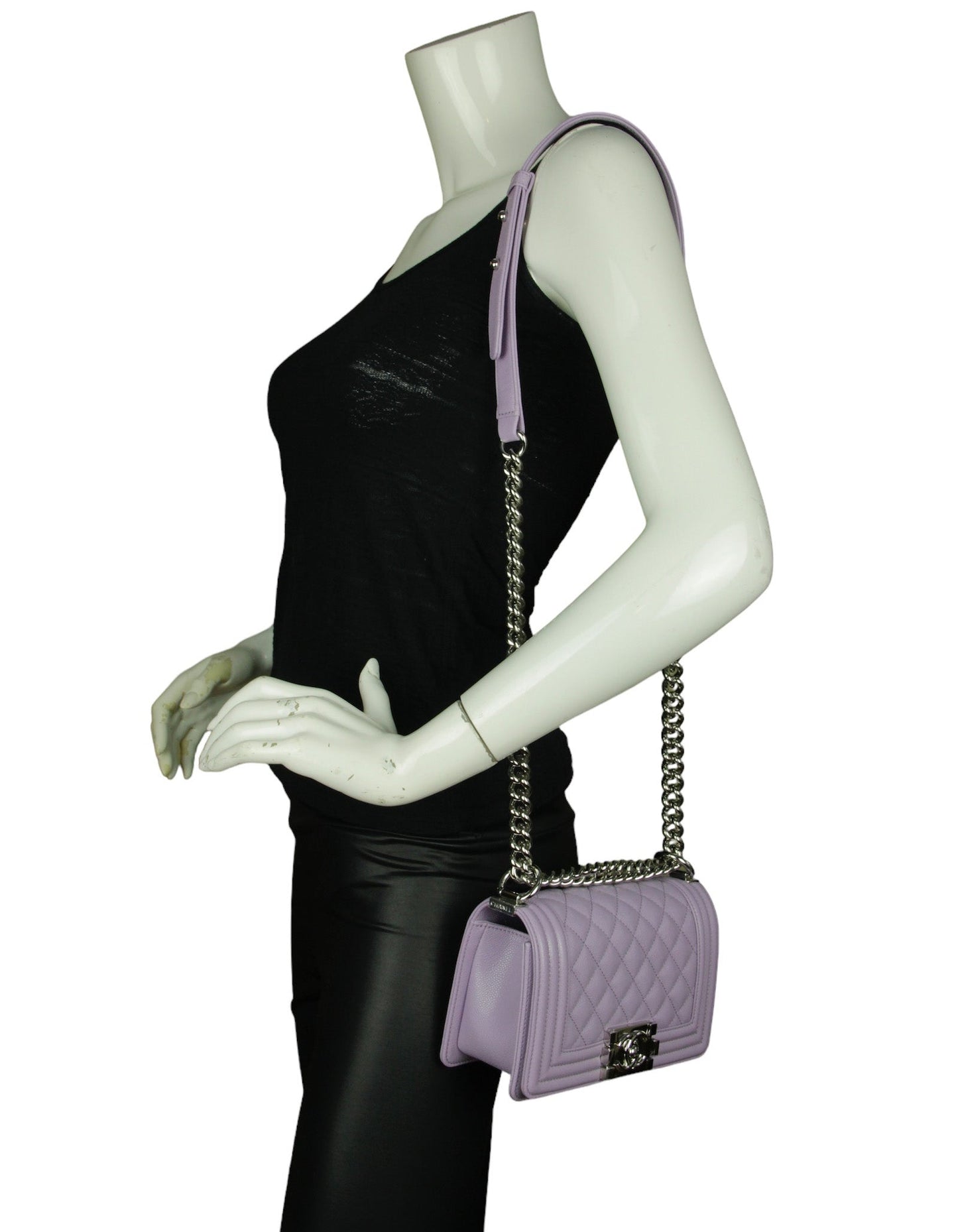 Chanel 2024 Purple Caviar Leather Small Boy Bag
