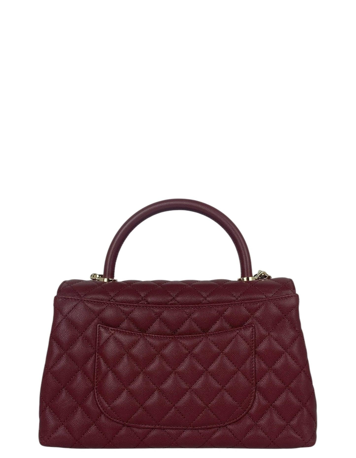 Chanel Burgundy Caviar Small Coco Handle Flap Bag