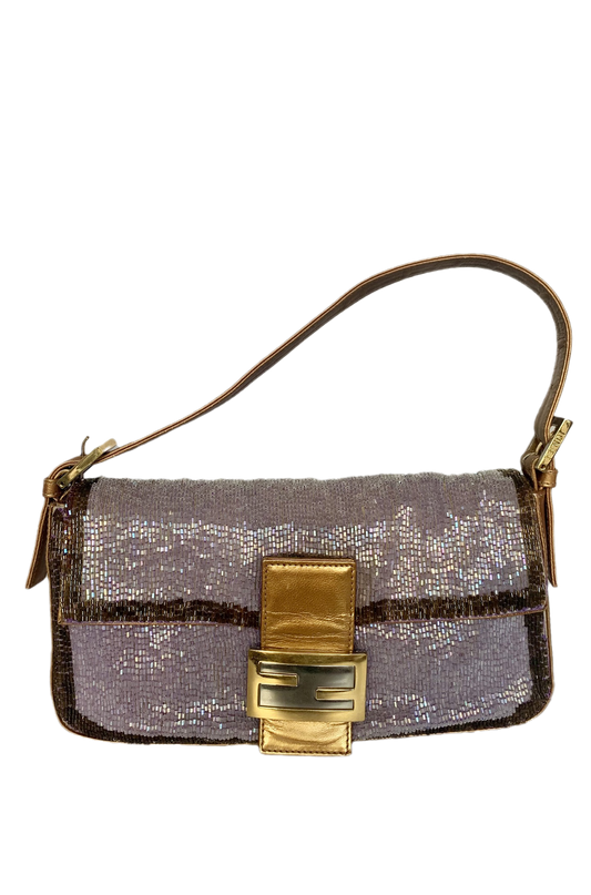 FENDI Baguette Glitter beads Lilac