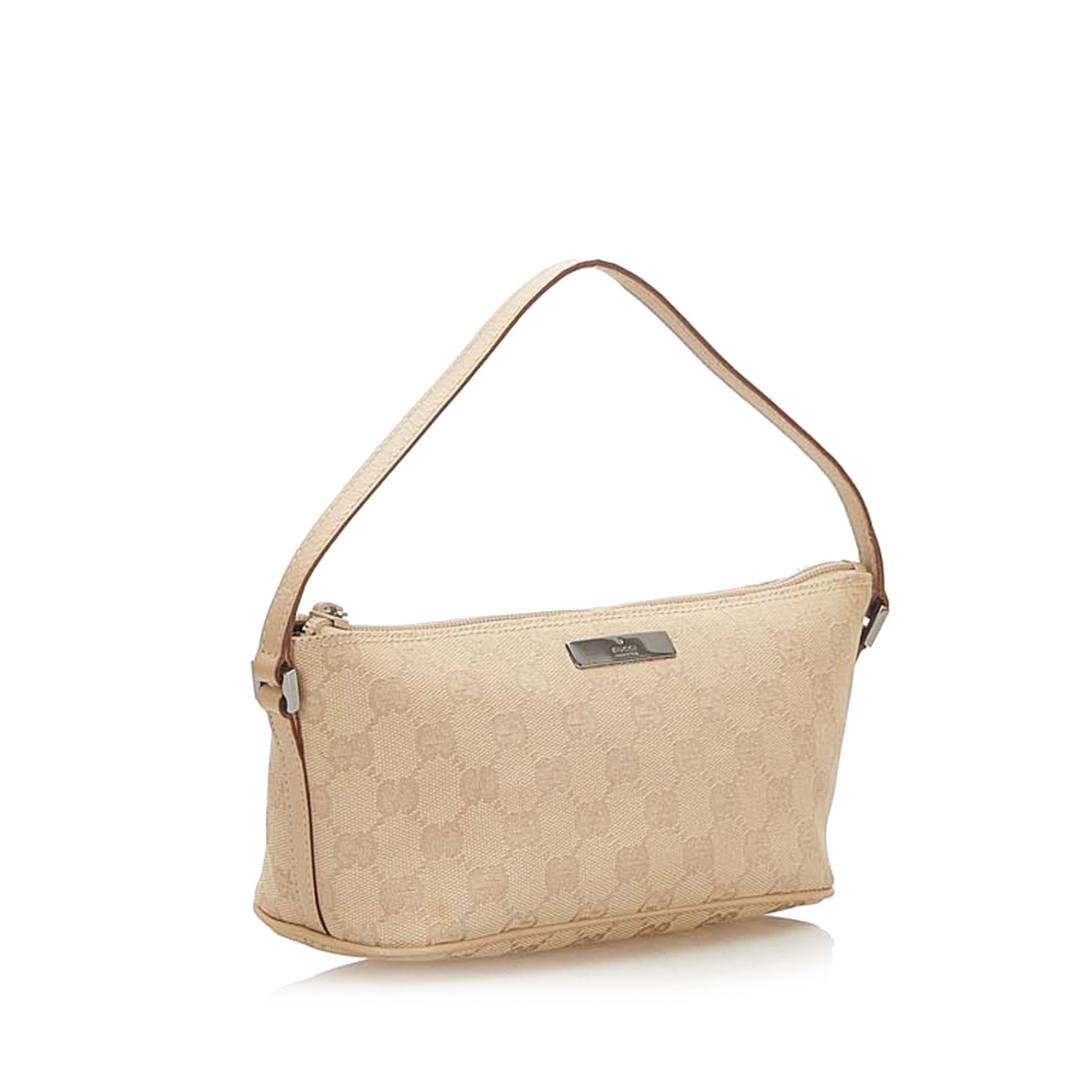 Gucci Baguette Leather Canvas Shoulder Bag