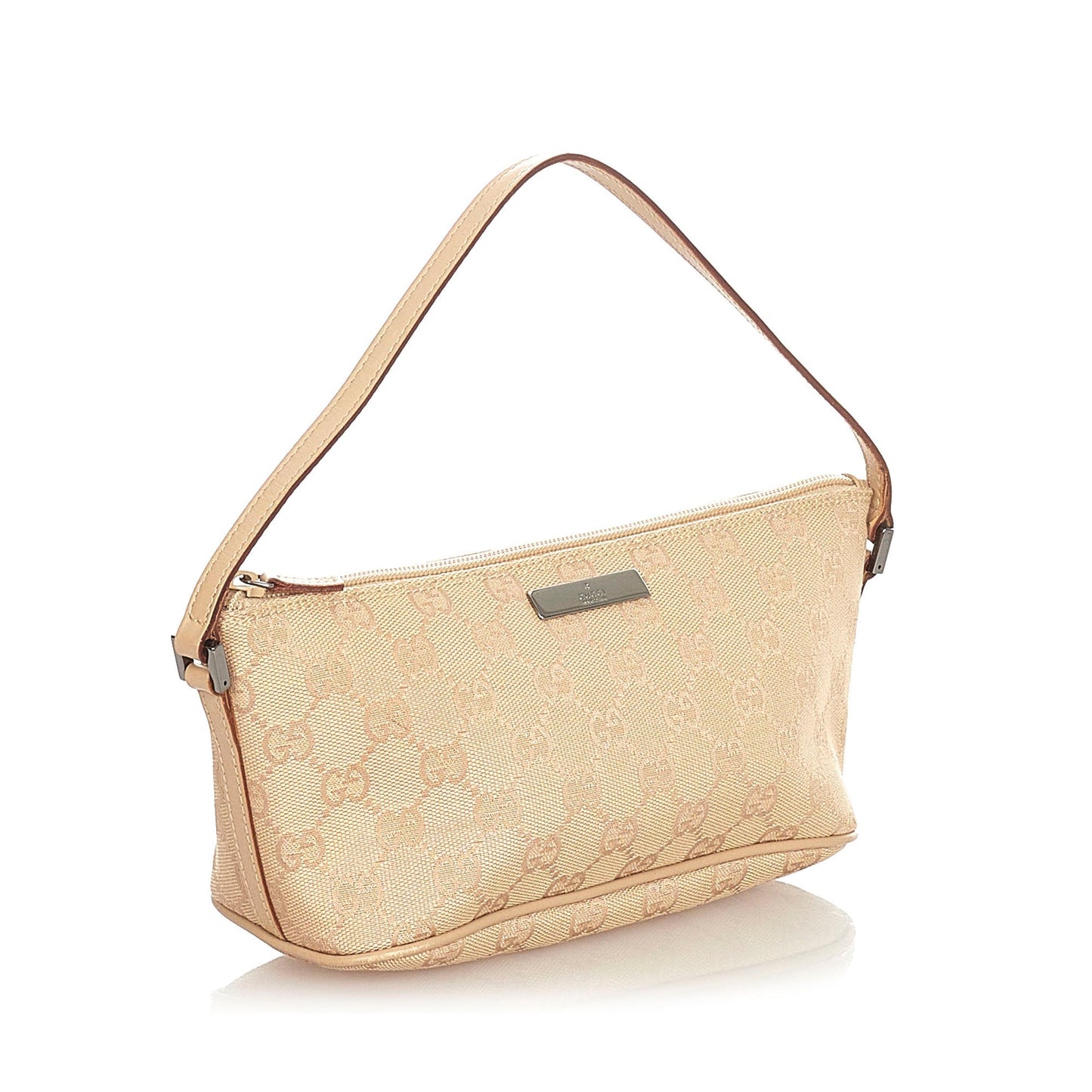 Gucci Baguette Leather Canvas Shoulder Bag