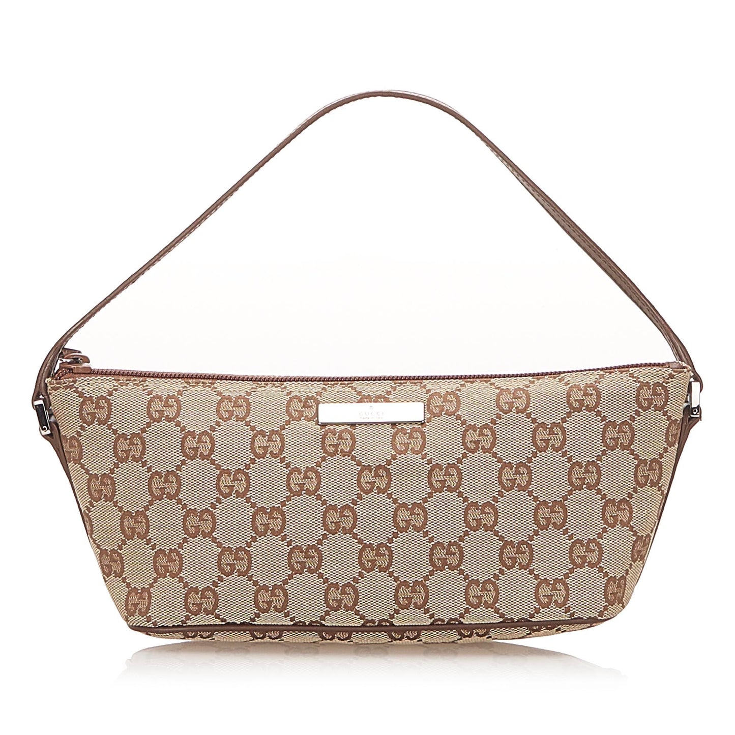 Gucci Baguette Leather Canvas Shoulder Bag