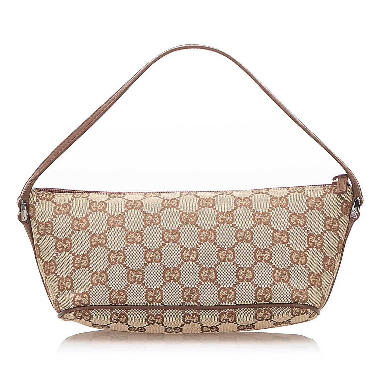 Gucci Baguette Leather Canvas Shoulder Bag