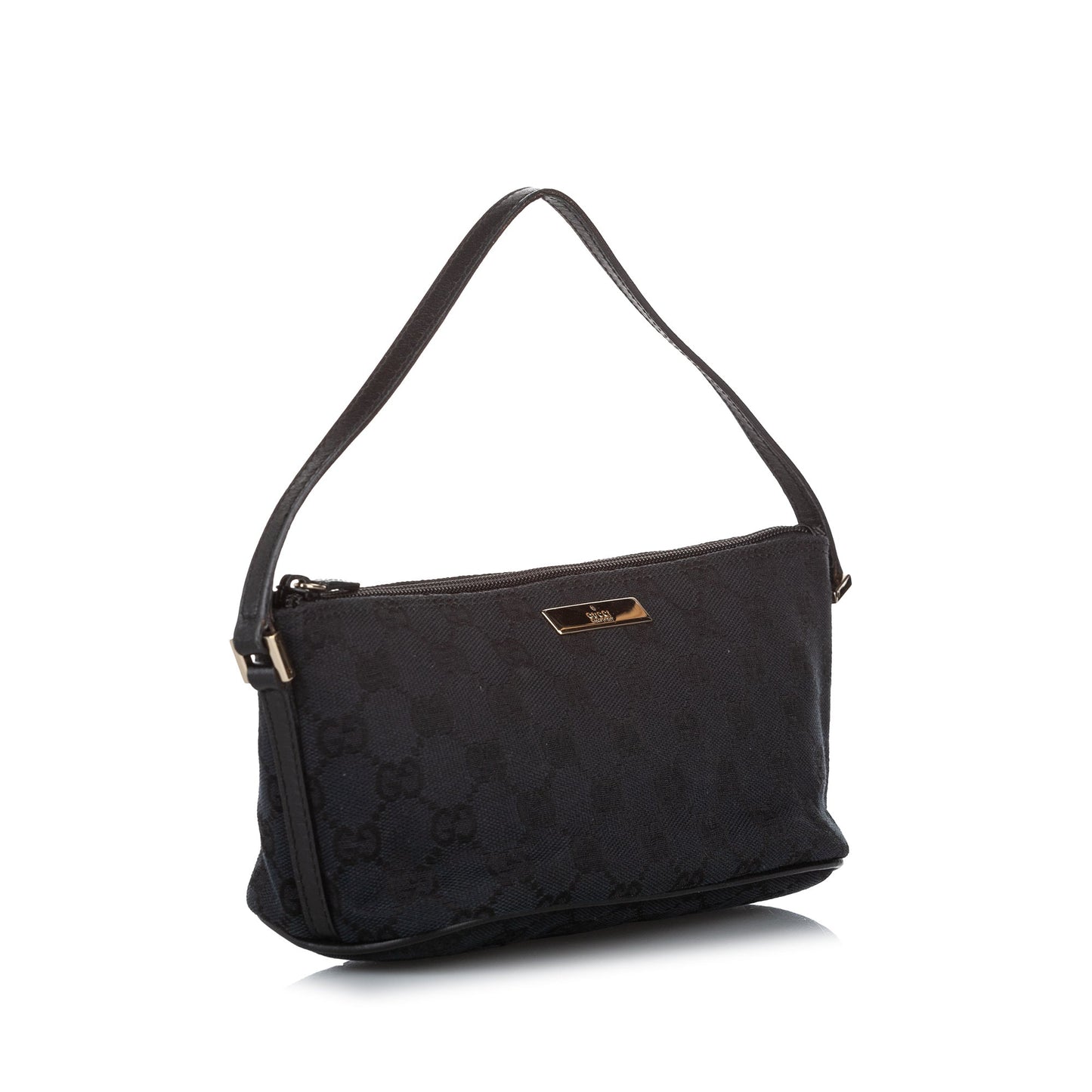 Gucci Baguette Leather Canvas Shoulder Bag