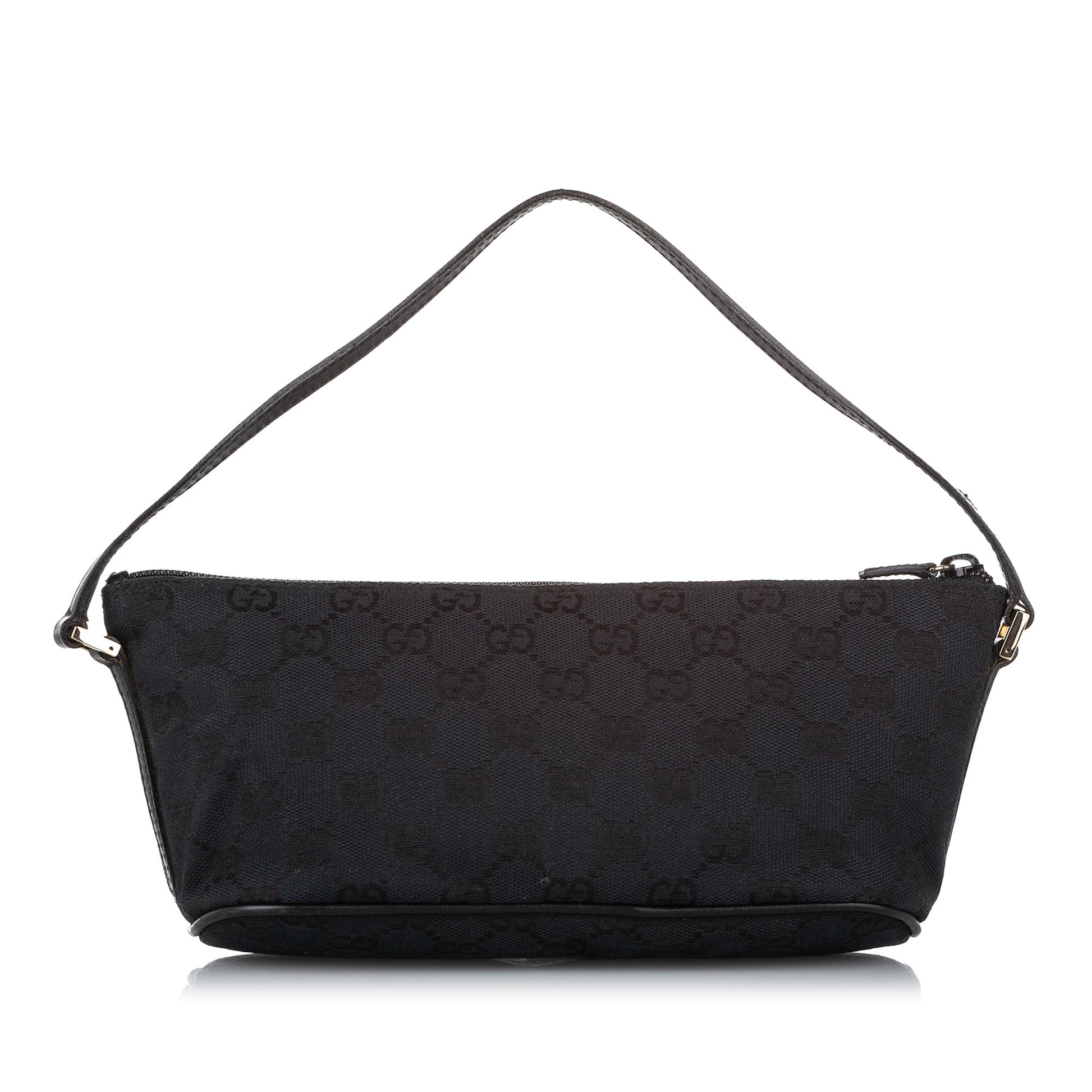 Gucci Baguette Leather Canvas Shoulder Bag
