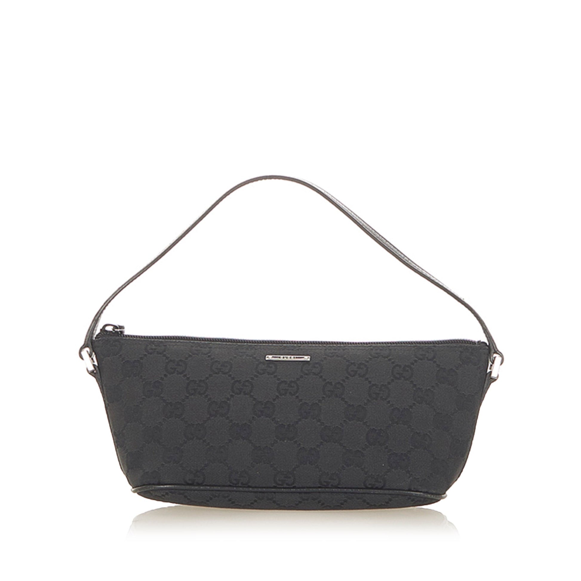 Gucci Baguette Leather Canvas Shoulder Bag