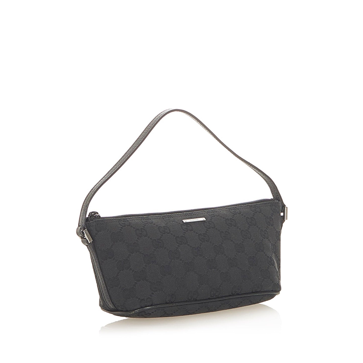 Gucci Baguette Leather Canvas Shoulder Bag