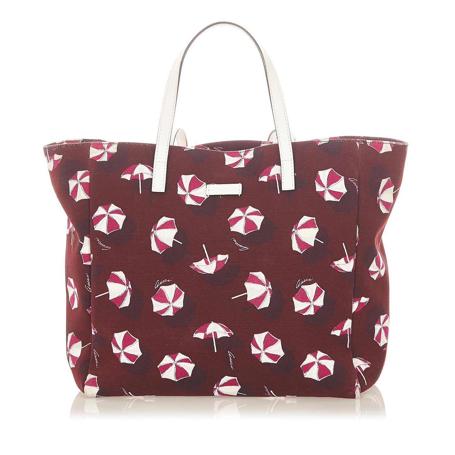 Gucci Red Leather Canvas Tote Style 3