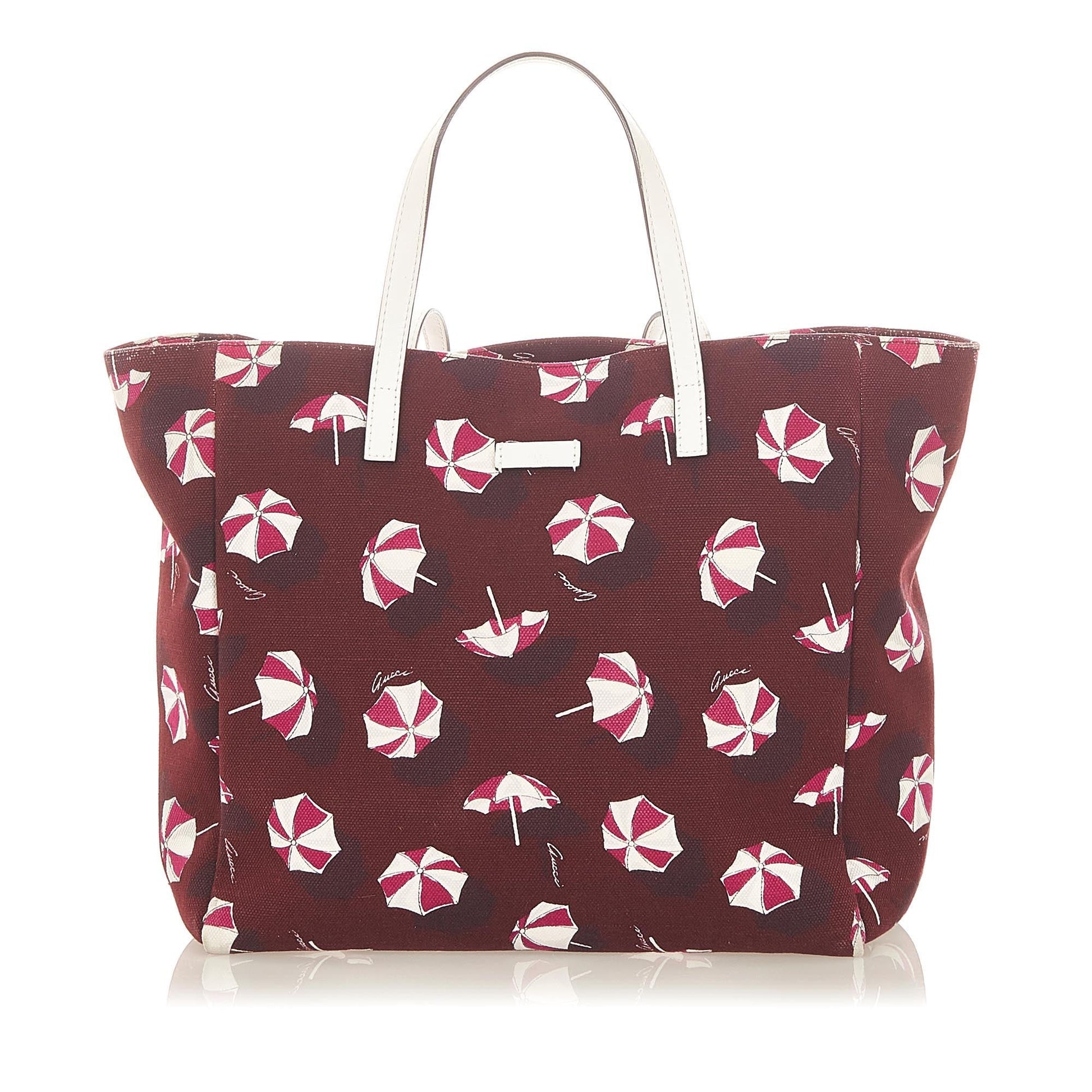 Gucci Red Leather Canvas Tote Style 3