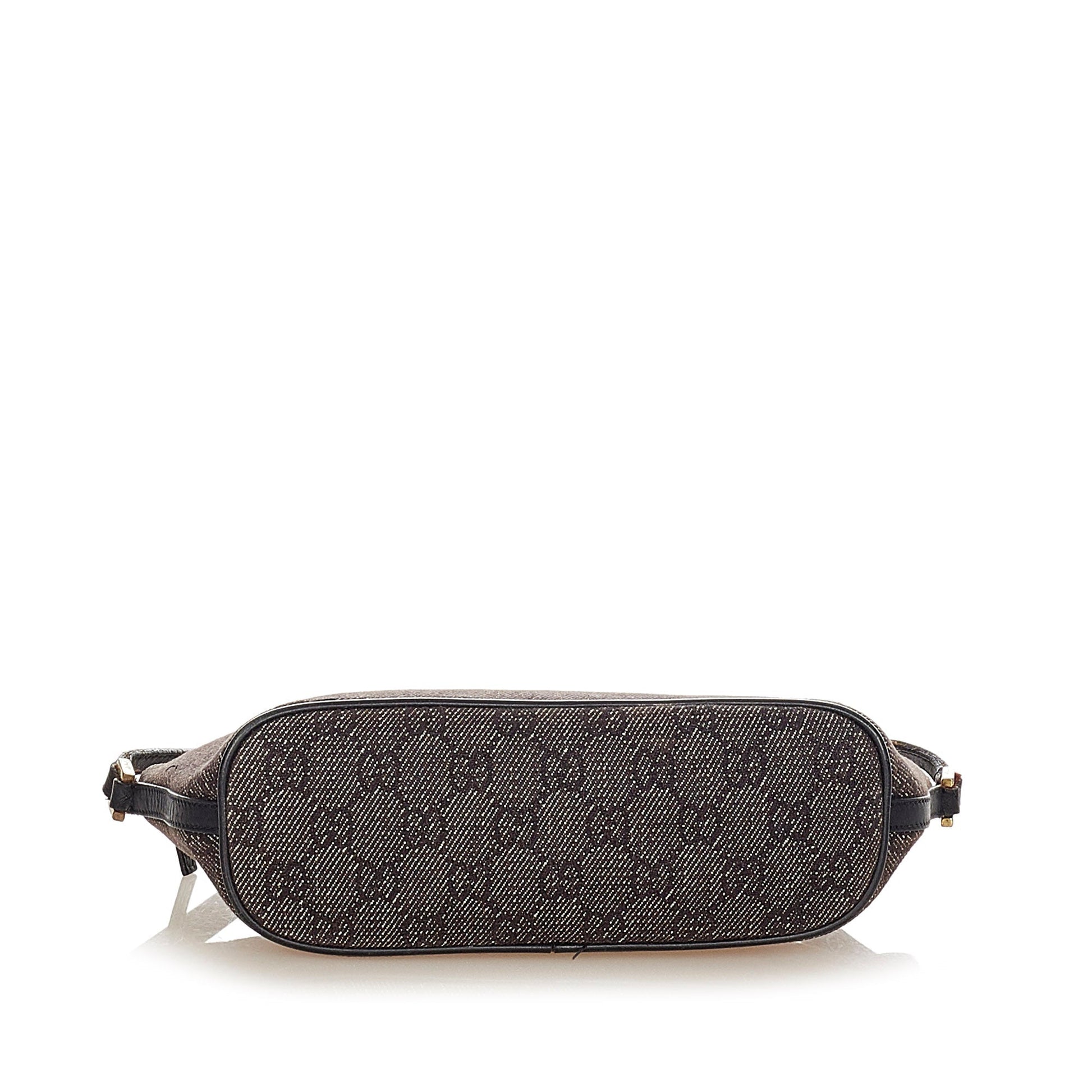 Gucci Baguette Leather Canvas Shoulder Bag