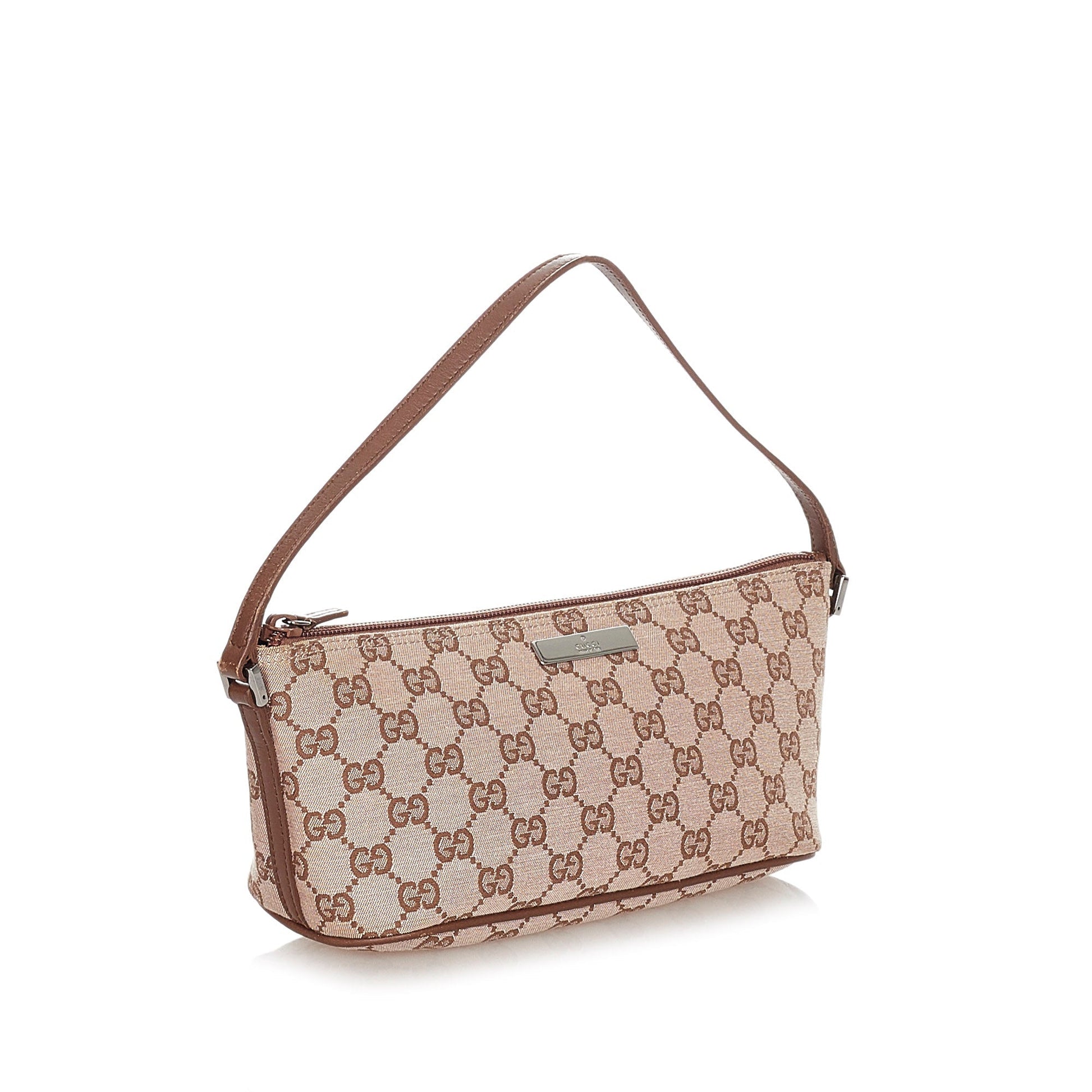 Gucci Baguette Leather Canvas Shoulder Bag