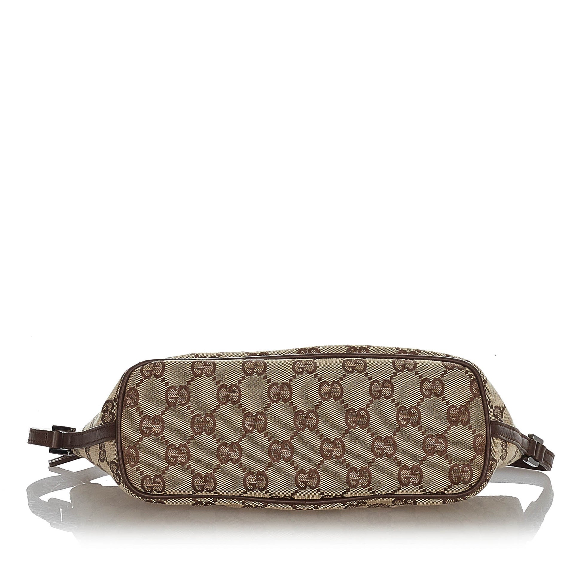 Gucci Baguette Leather Canvas Shoulder Bag