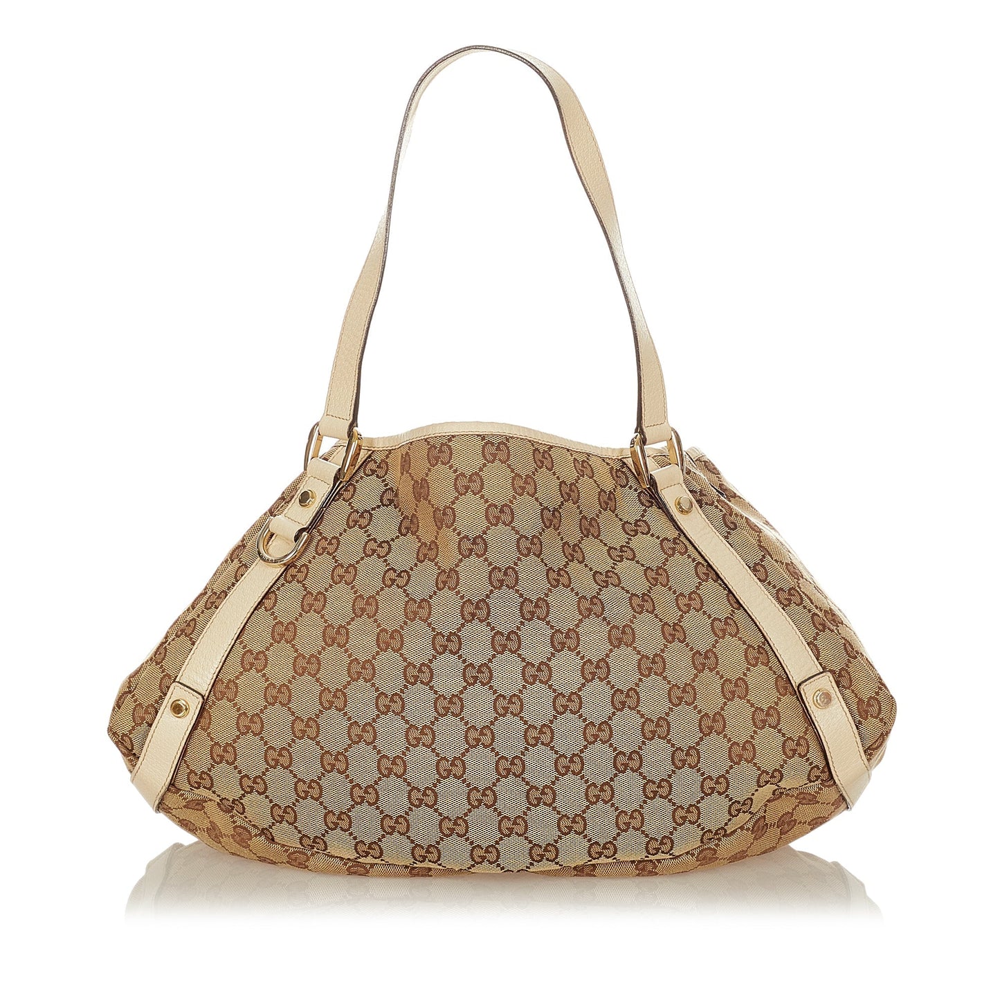Gucci Brown Leather Canvas Tote Style 38