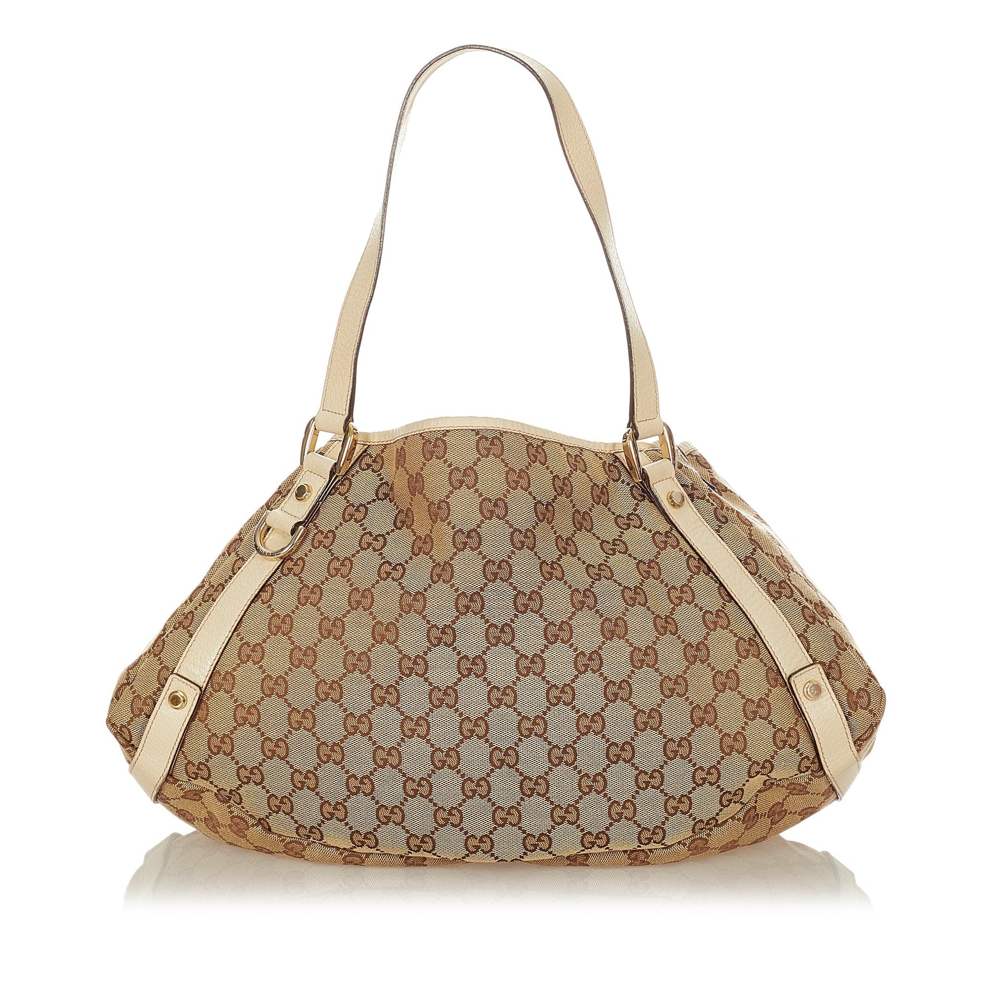 Gucci Brown Leather Canvas Tote Style 38