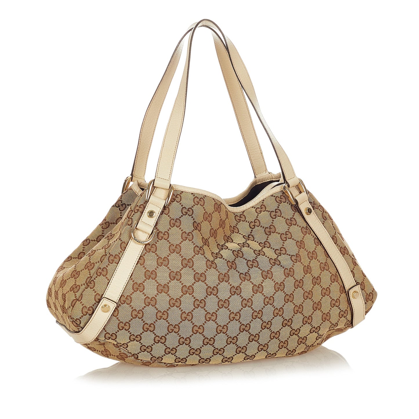 Gucci Brown Leather Canvas Tote Style 38