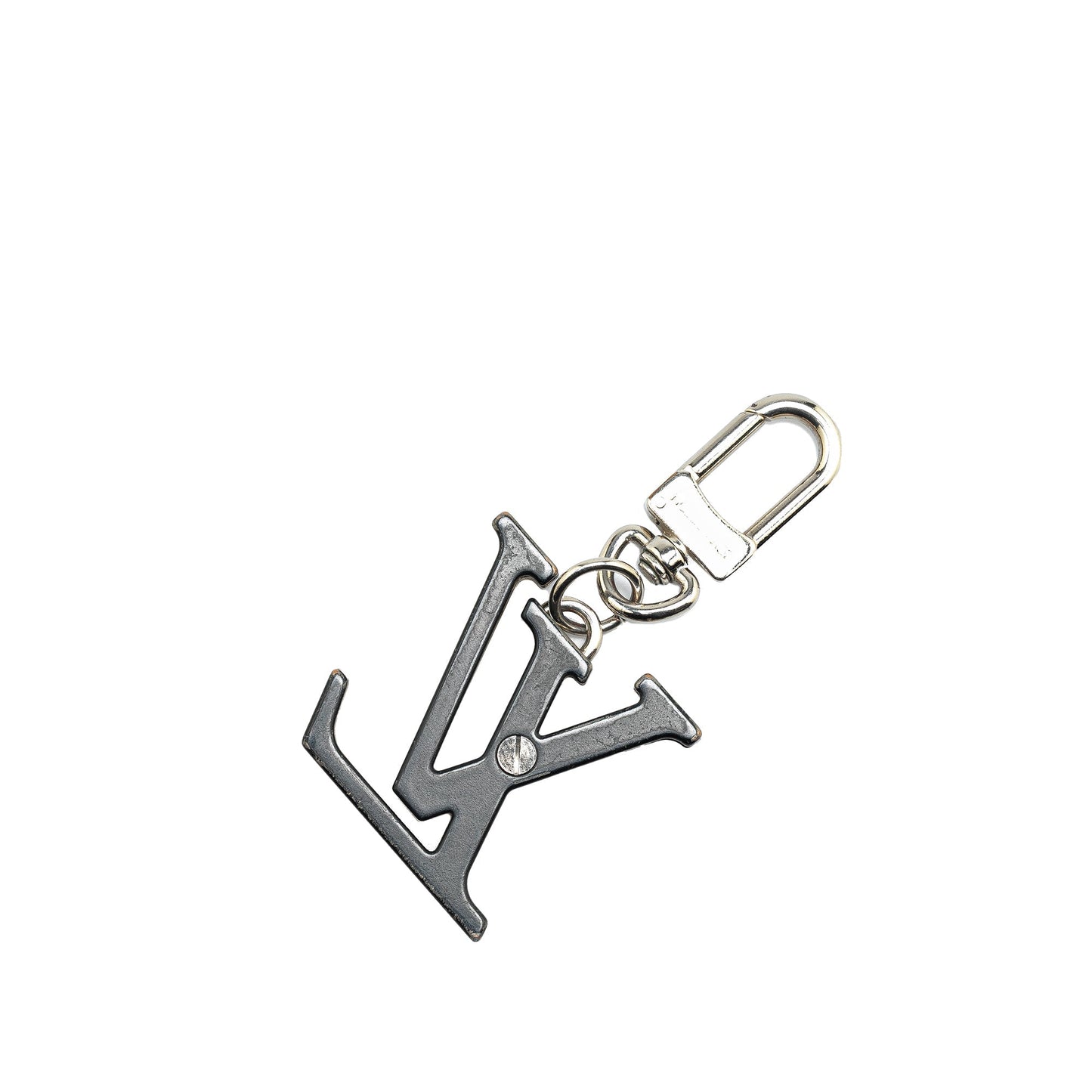 Silver Louis Vuitton Brass LV Initials Key Holder
