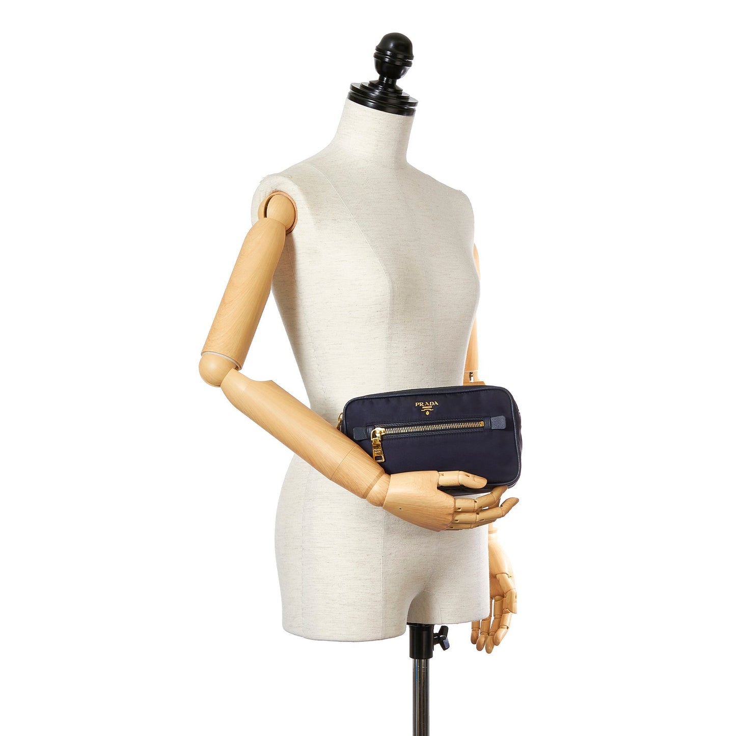 Prada Saffiano-Trimmed Tessuto Clutch Bag