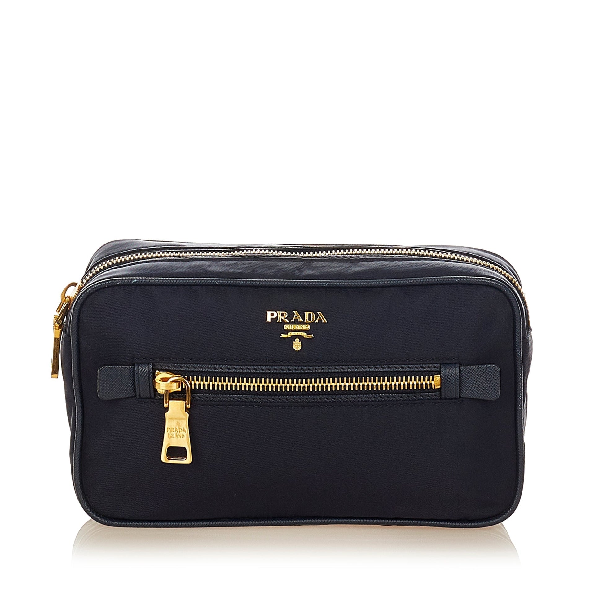 Prada Saffiano-Trimmed Tessuto Clutch Bag