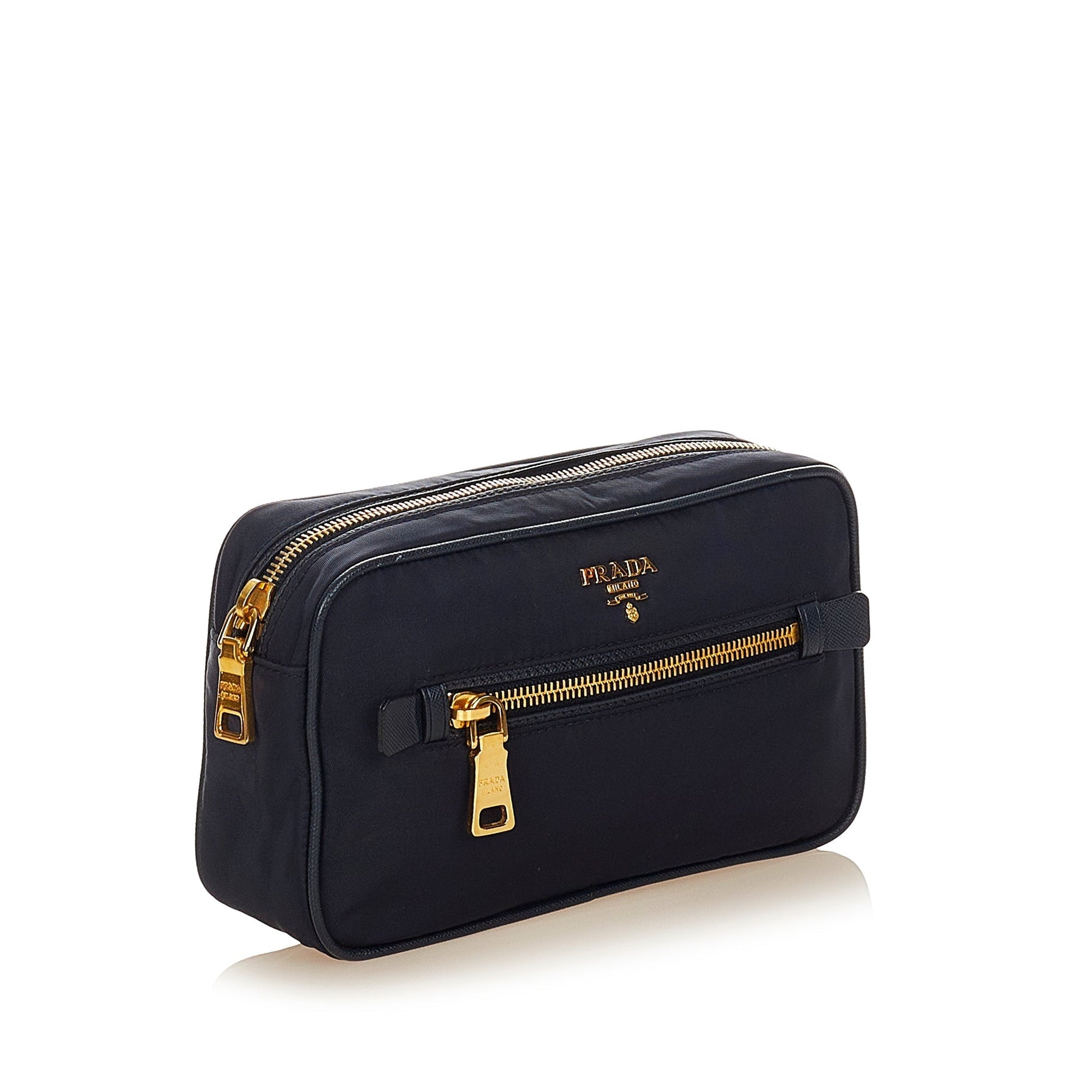 Prada Saffiano-Trimmed Tessuto Clutch Bag