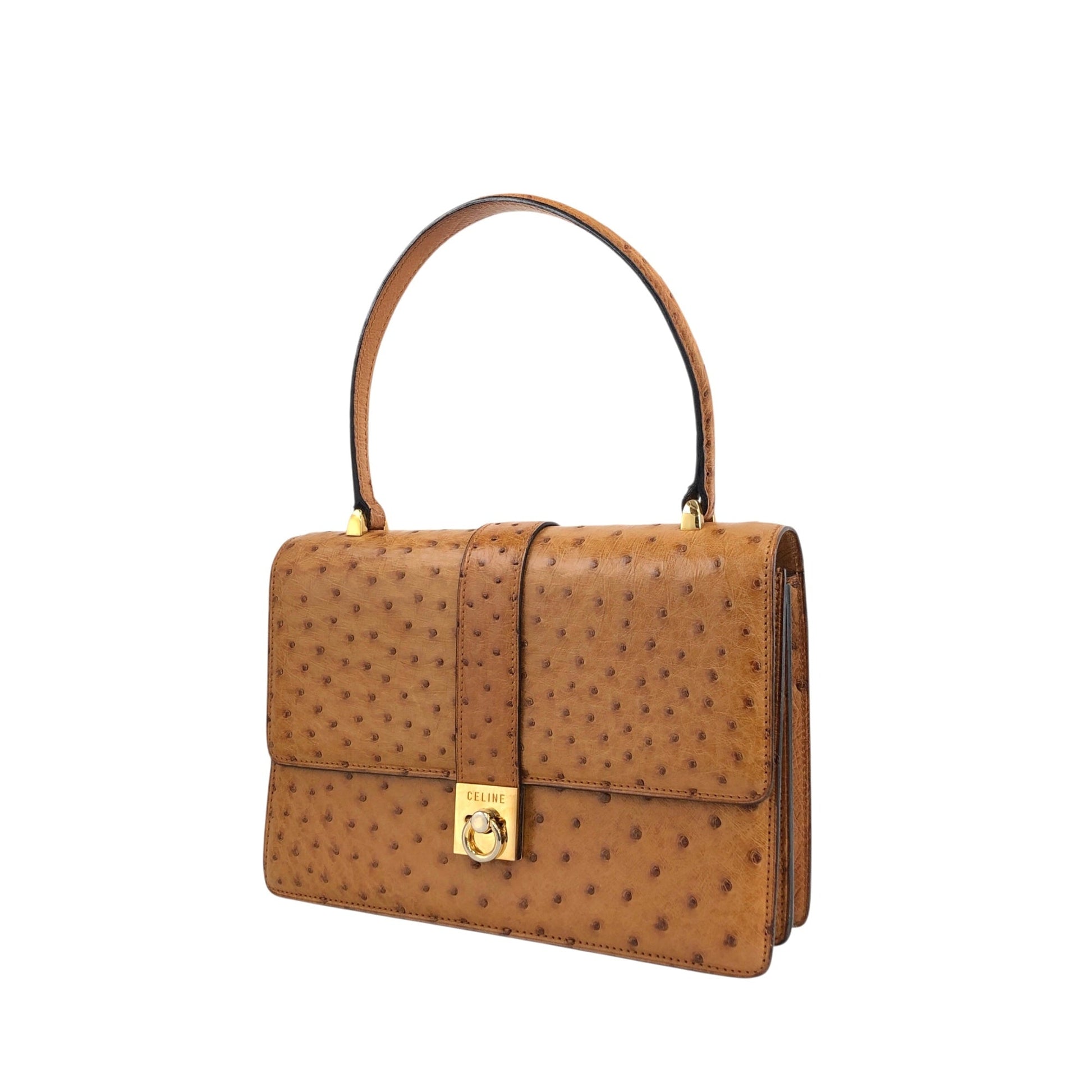CELINE Gancini Handbag Camel