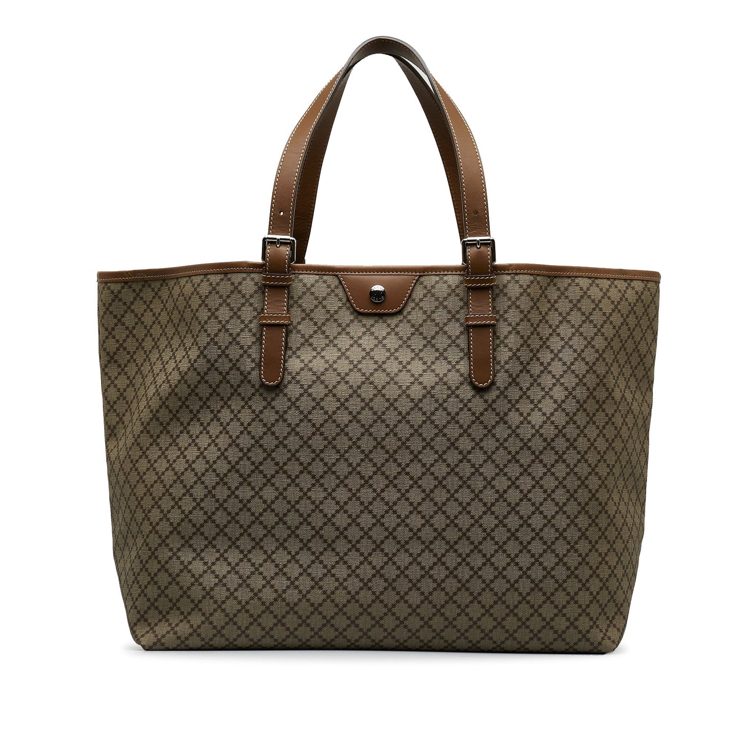 Gucci Brown Leather Canvas Tote Style 15