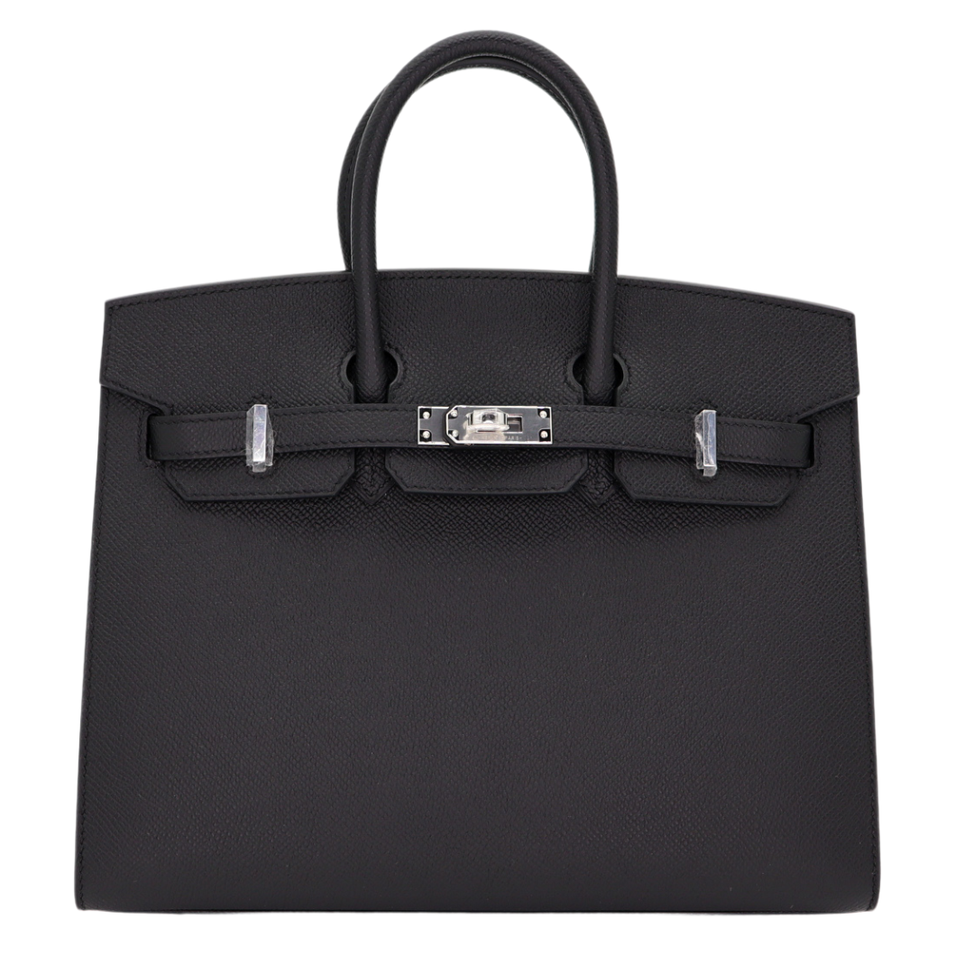 Hermes25cm Birkin Sellier Black Epsom Leather Palladium Hardware