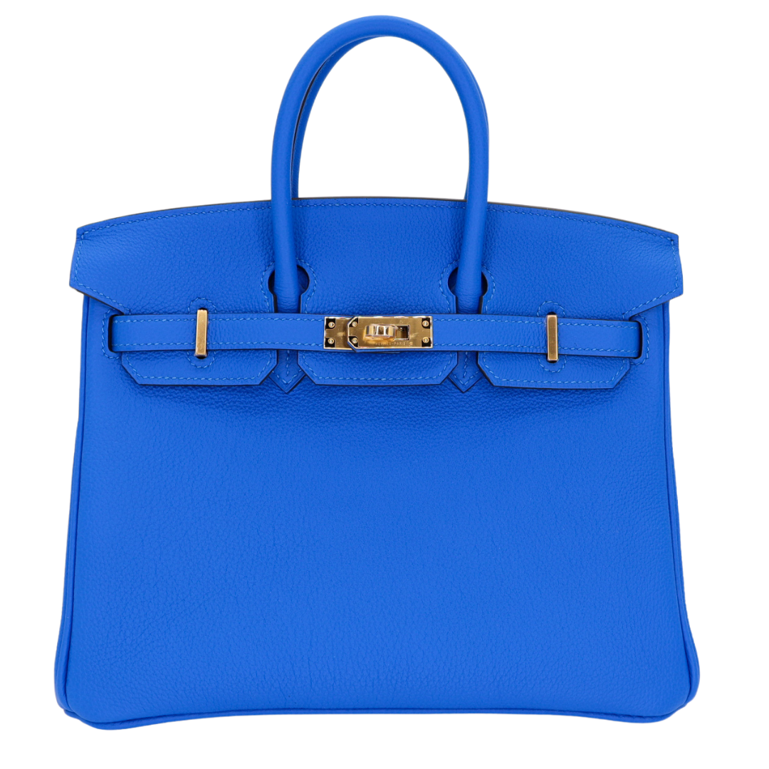 Hermes25cm Birkin Bleu Hydra Togo Leather Gold Hardware