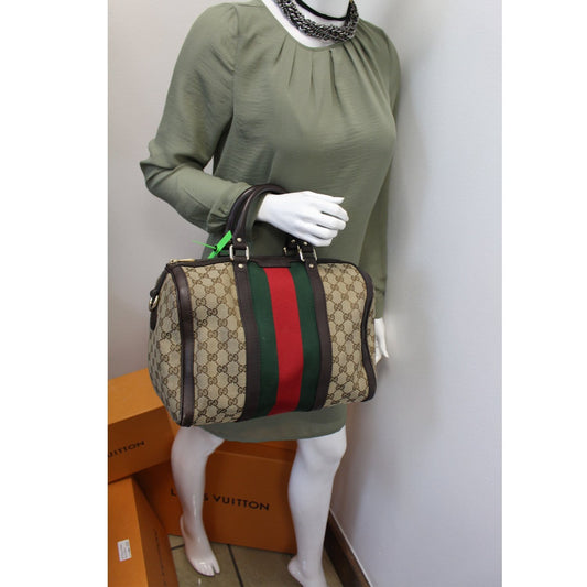 GUCCI Web GG Boston Bag Beige 247205