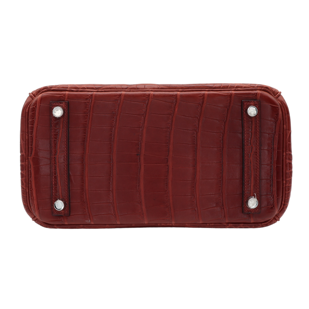 Hermes25cm Birkin Bordeaux Matte Alligator Palladium Hardware