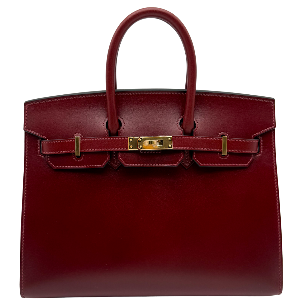 Hermes25cm Birkin Sellier Rouge H Box Calf Leather Gold Hardware