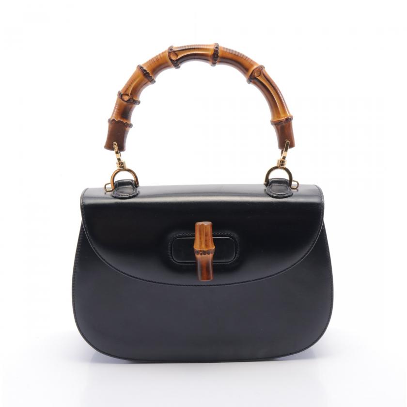 Gucci Bamboo Black Leather Handbag
