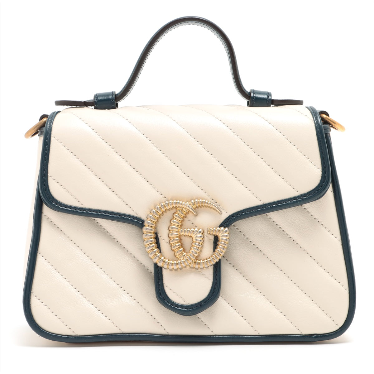 Gucci GG Marmont White Leather Chain Crossbody