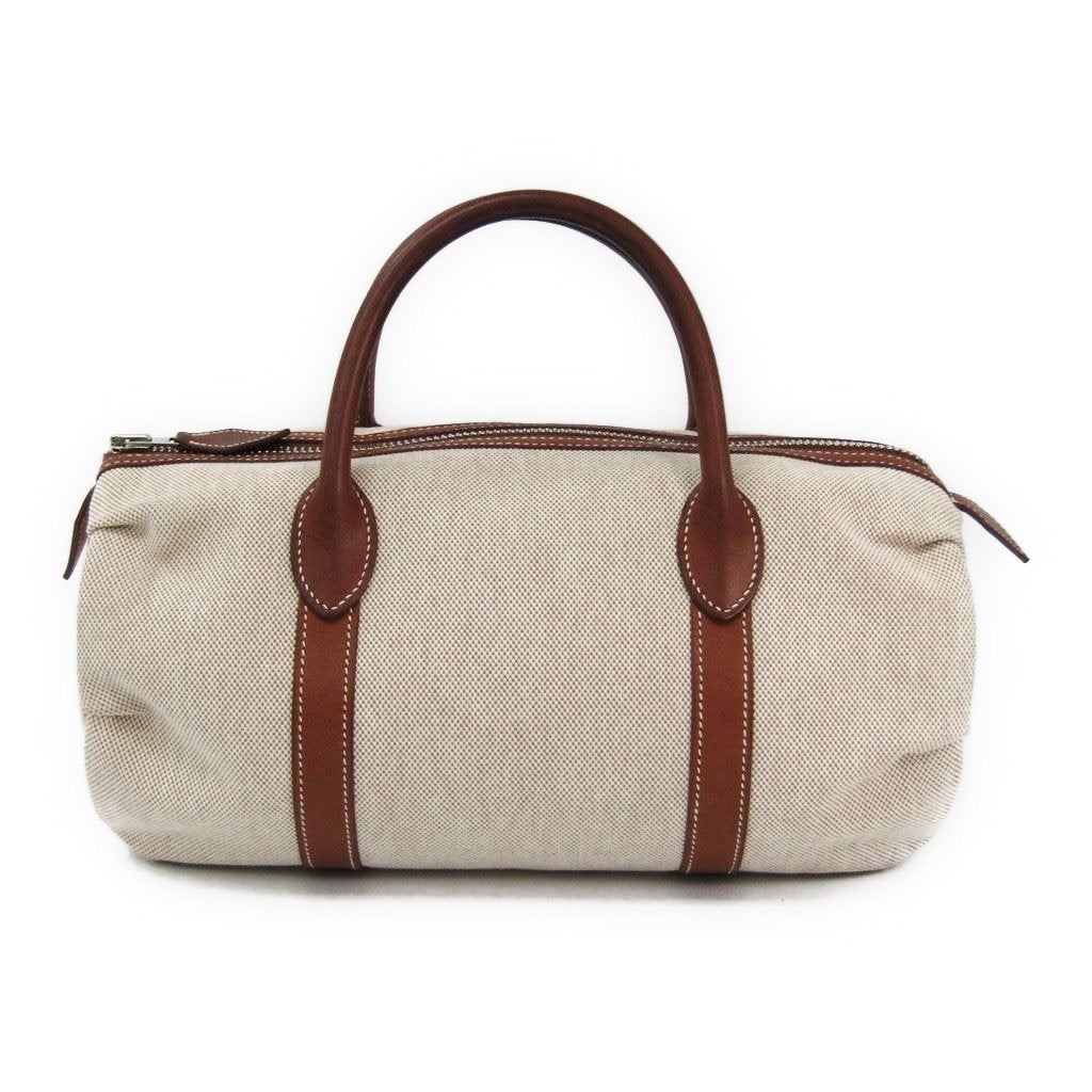 Luxury Hermes Beige Canvas Polochon Mademoiselle Tote ( )