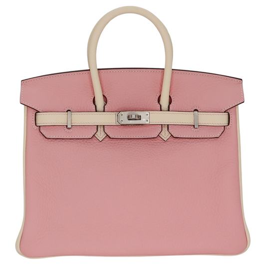 Hermes25cm Birkin HSS Rose Sakura/ Nata Clemence Leather Brushed Palladium Hardware