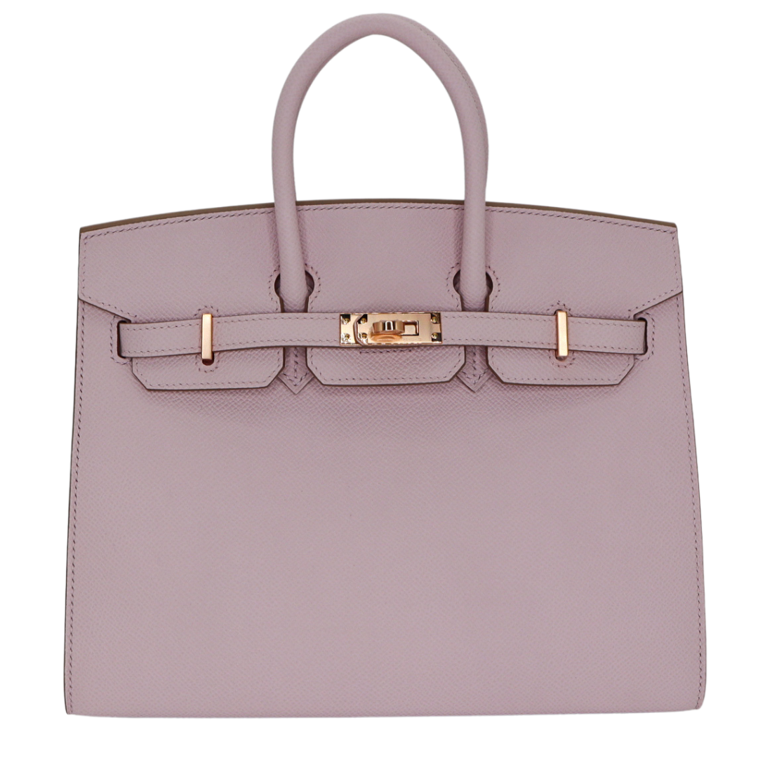 Hermes25cm Birkin Sellier HSS Mauve Pale/ Gris Perle Epsom Leather Rose Gold Hardware