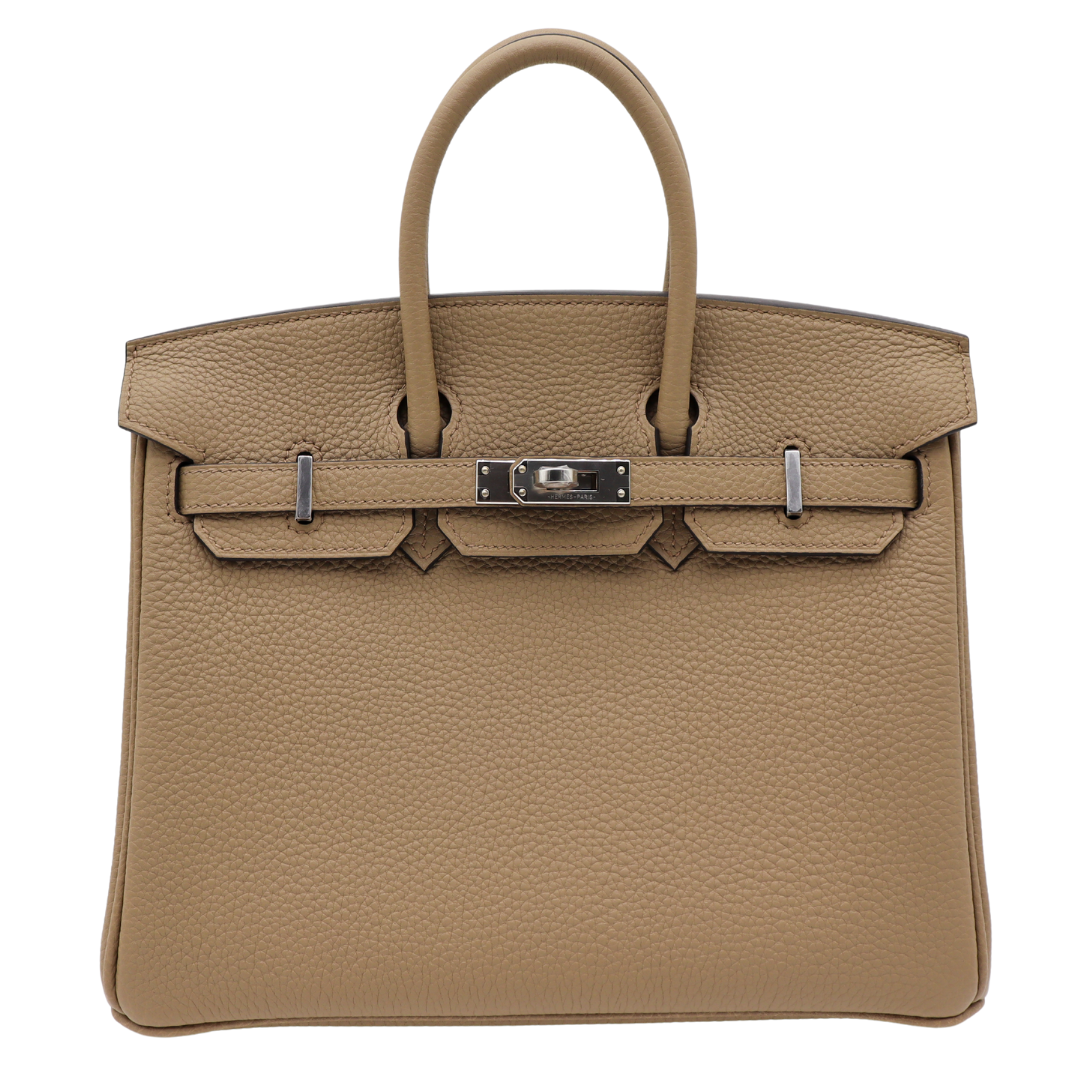 Hermes25cm Birkin Beige Marfa Togo Leather Palladium Hardware