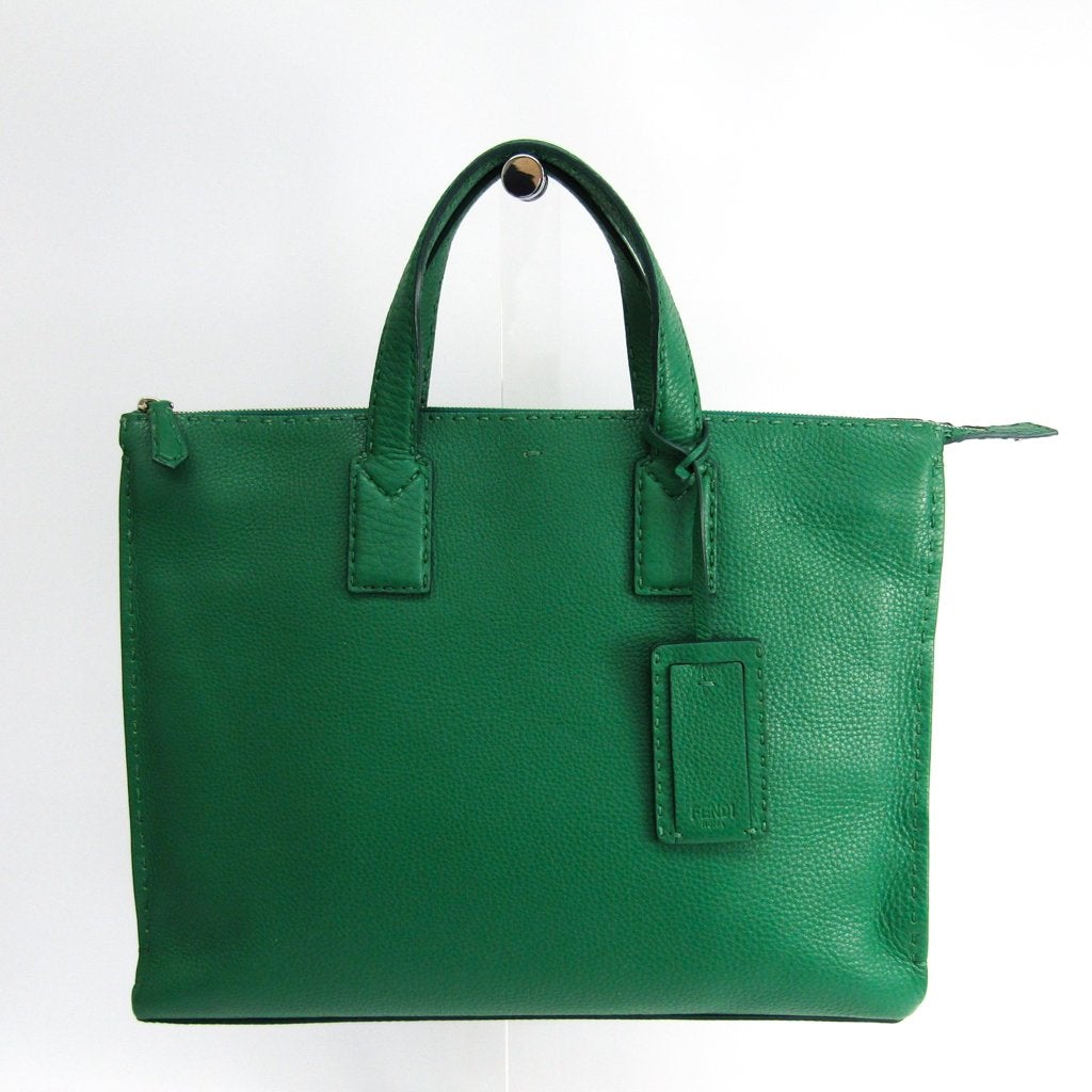Fendi Green Leather Selleria Top Handle Bag ( )