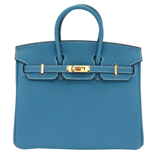 Hermes25cm Birkin Bleu Jean Togo Leather Gold Hardware