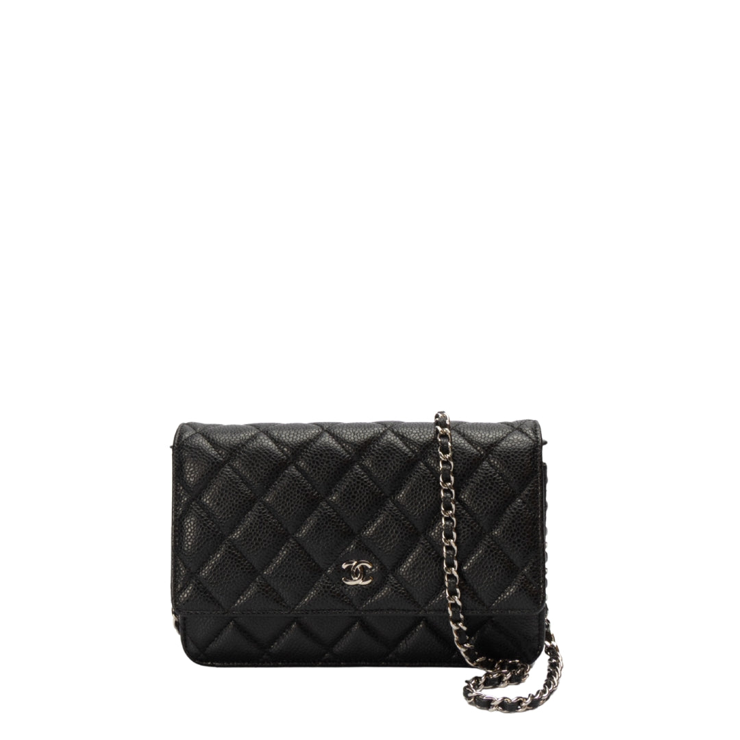 Chanel Black Caviar Quilted Wallet on Chain Crossbody